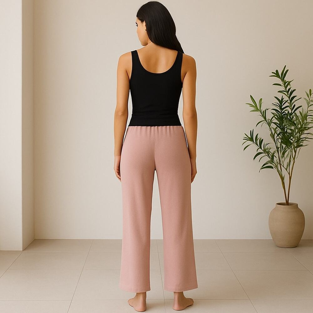 Barefoot Dreams Mauve Pink Cotton Lounge Pants XS Soft Wide Leg Cozy Relaxed Fit - Picture 3 of 8